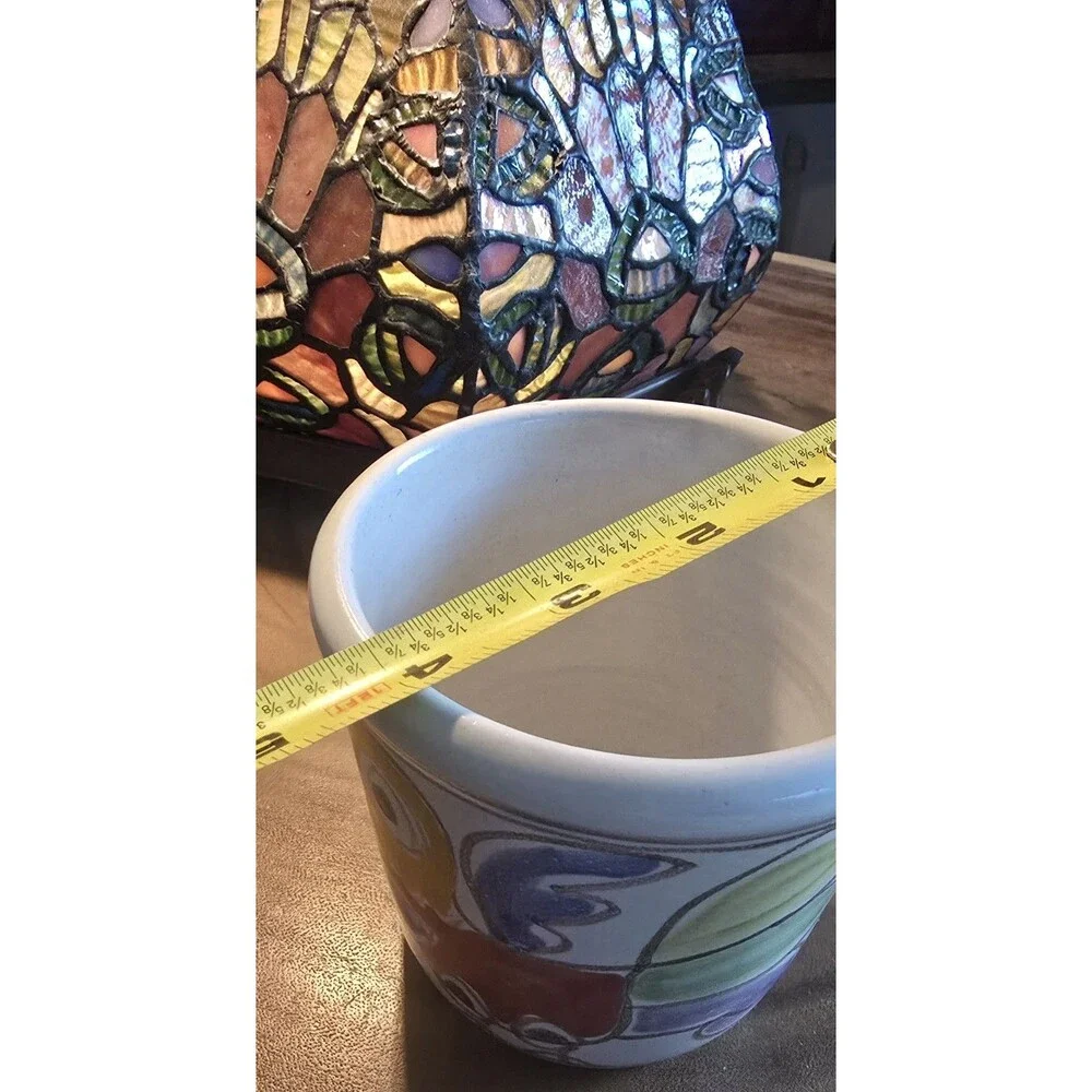MCM Giovanni DeSimone Italy Art Pottery Planter Pot - Hand Painted Bird Flower